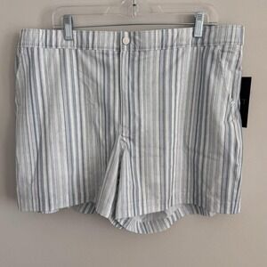 VRST Men's XL 5" Resort Short Muted Denim Calm Stripe NWT Slim Fit Lined Hybrid